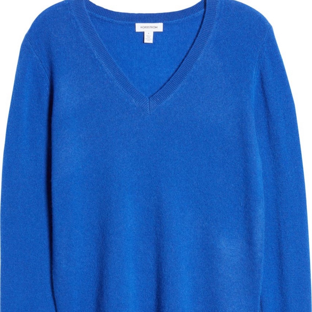 Nordstrom Blue V-neck Sweater SZ S